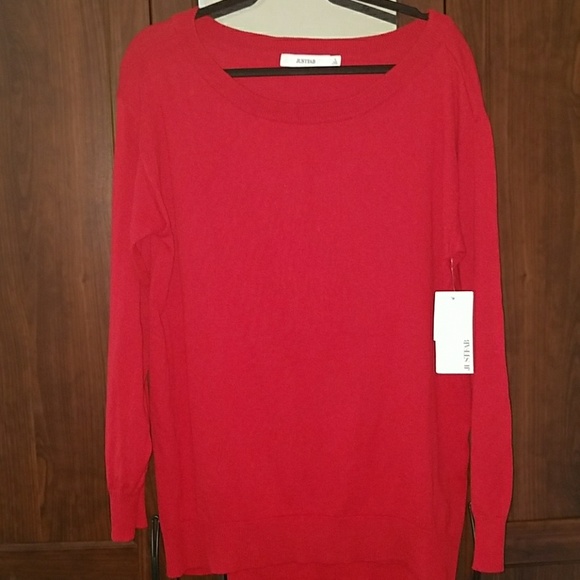 Oversized red boatneck sweater - Picture 3 of 4